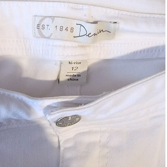 Established 1946 Hi Rise White Denim Jeans with Frayed Hem in Size 12 - Picture 3 of 3